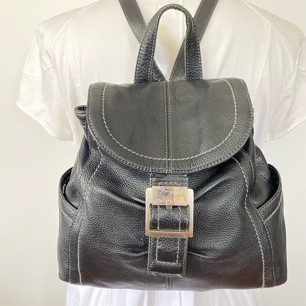 Tignanello Black Leather Backpack